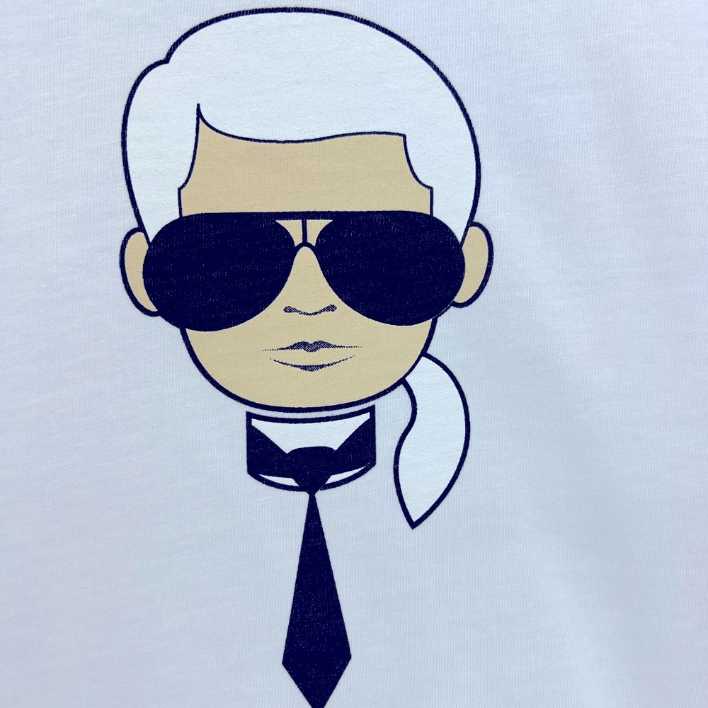KARL LAGERFELD PARIS, WHITE TEE SHIRT, 100% COTTON, UNISEX, LARGE SIZE - Picture 8 of 16